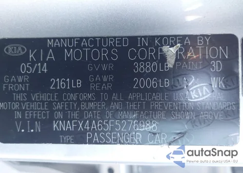 2015 Kia Forte Lx из США, поврежденный, VIN KNAFX4A65F5276988